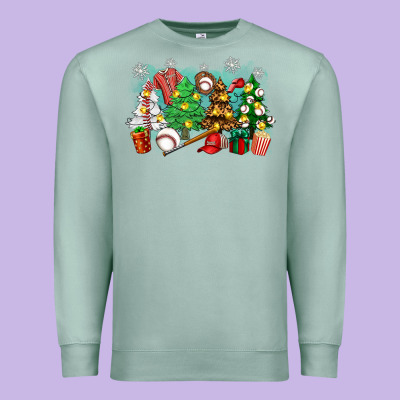 Christmas Trees With Baseball Premium Sweatshirt Designed By Zillion Design Studio
