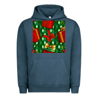 Pigment Midnight Navy christmas surprise gift box seamless pattern Urban Hoodie - BundleAndBundleShop