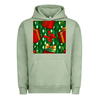 Pigment Oil Green christmas surprise gift box seamless pattern Urban Hoodie - BundleAndBundleShop