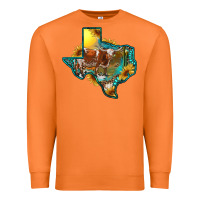 Carrot Western Texas Map With Longhorn Bull Premium Sweatshirt - RanaPortraitStore