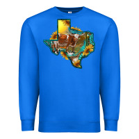 True Royal Western Texas Map With Longhorn Bull Premium Sweatshirt - RanaPortraitStore
