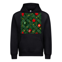 Black christmas ornaments seamless  pattern Urban Hoodie - BundleAndBundleShop