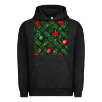 Pigment Black christmas ornaments seamless  pattern Urban Hoodie - BundleAndBundleShop