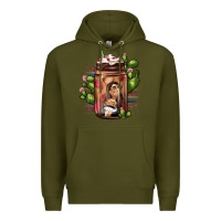 Army Green mexican coffee cup cactus Premium Hoodie - JahusDesignShop