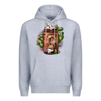 Heather Grey mexican coffee cup cactus Premium Hoodie - JahusDesignShop