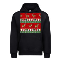 Black christmas deer and ornaments seamless pattern Urban Hoodie - BundleAndBundleShop