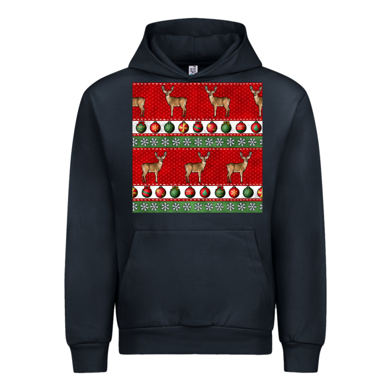 Christmas Deer And Ornaments Seamless Pattern Urban Hoodie by BundleAndBundleShop | Teevron