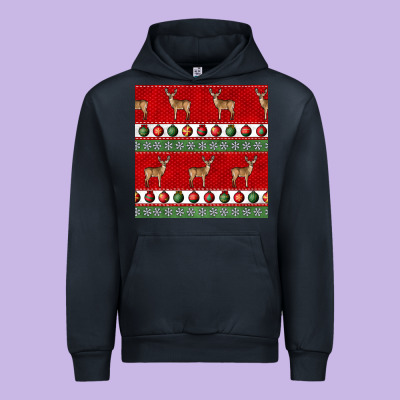 Christmas Deer And Ornaments Seamless Pattern Urban Hoodie Designed By Bundleandbundleshop