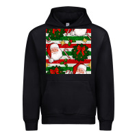 Black christmas  santa clause and ornaments seamless  pattern Urban Hoodie - BundleAndBundleShop
