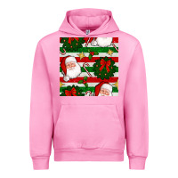 Fuchsia Pink christmas  santa clause and ornaments seamless  pattern Urban Hoodie - BundleAndBundleShop