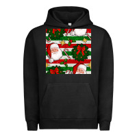 Pigment Black christmas  santa clause and ornaments seamless  pattern Urban Hoodie - BundleAndBundleShop