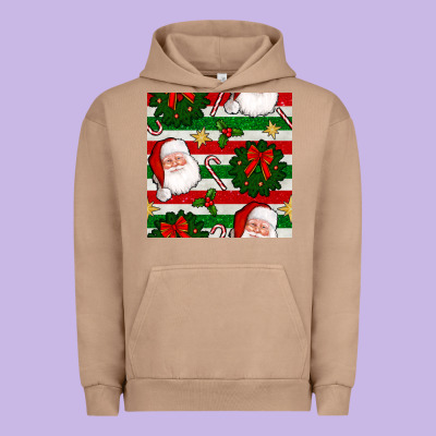 Christmas  Santa Clause And Ornaments Seamless  Pattern Urban Hoodie Designed By Bundleandbundleshop
