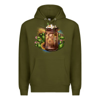 Army Green sunflower coffee cup cactus Premium Hoodie - JahusDesignShop