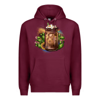 Burgundy sunflower coffee cup cactus Premium Hoodie - JahusDesignShop