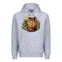 Heather Grey sunflower coffee cup cactus Premium Hoodie - JahusDesignShop