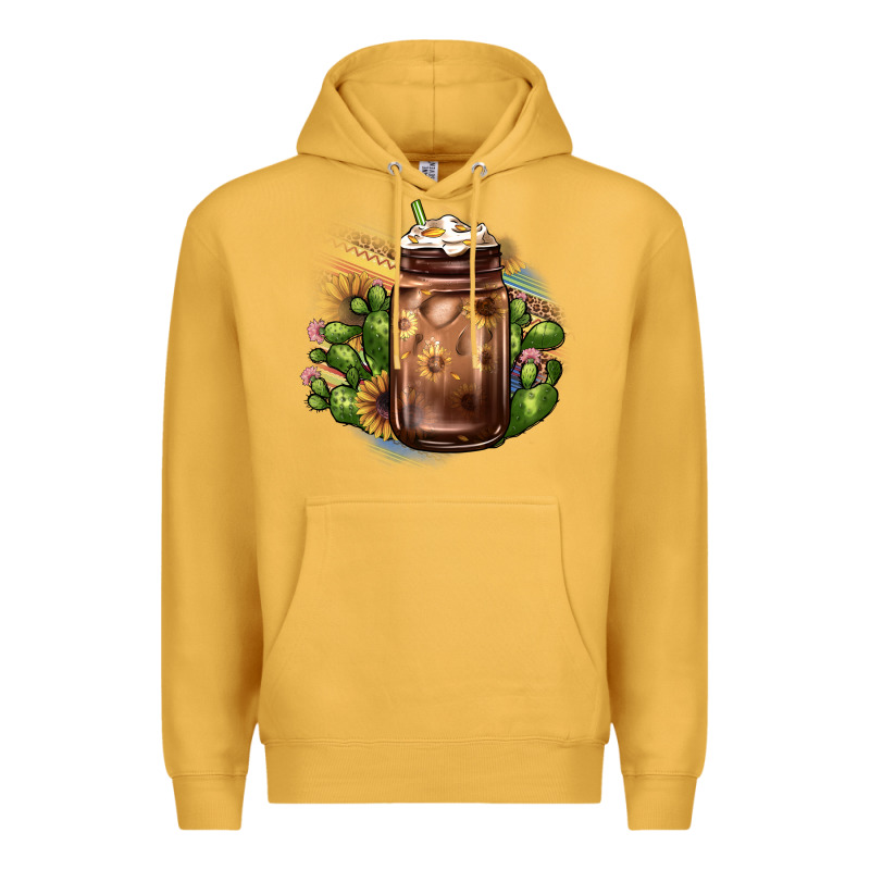 Sunflower Coffee Cup Cactus Premium Hoodie by JahusDesignShop | Teevron