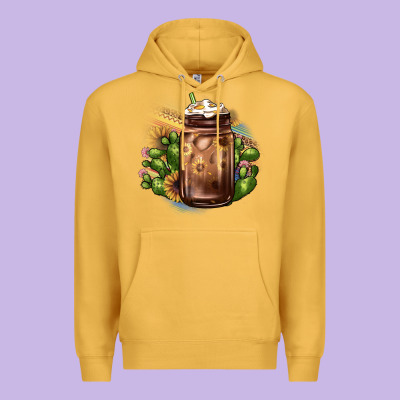 Sunflower Coffee Cup Cactus Premium Hoodie Designed By Jahusdesignshop