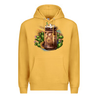 Mustard sunflower coffee cup cactus Premium Hoodie - JahusDesignShop