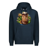 Navy sunflower coffee cup cactus Premium Hoodie - JahusDesignShop