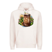 Pale Pink sunflower coffee cup cactus Premium Hoodie - JahusDesignShop