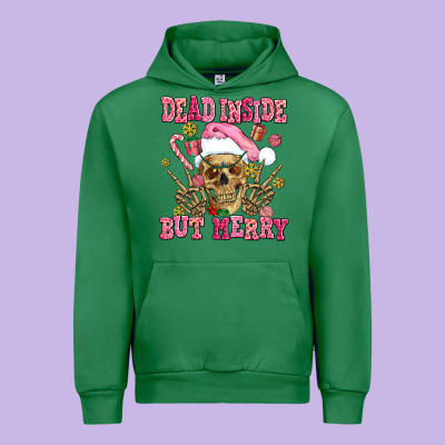 Dead Inside But Merry  Pink Christmas Skeleton Urban Hoodie Designed By Adodesignshop