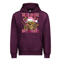 Mauve Wine dead inside but merry  pink christmas skeleton Urban Hoodie - AdoDesignShop