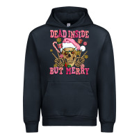 Navy dead inside but merry  pink christmas skeleton Urban Hoodie - AdoDesignShop