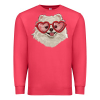 Cardinal white pomeranian with love glasses Premium Sweatshirt - RanaPortraitStore