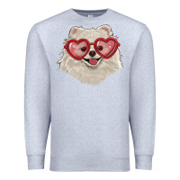 Heather Grey white pomeranian with love glasses Premium Sweatshirt - RanaPortraitStore