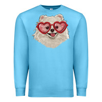 Ocean Blue white pomeranian with love glasses Premium Sweatshirt - RanaPortraitStore