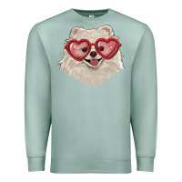 Seafoam white pomeranian with love glasses Premium Sweatshirt - RanaPortraitStore