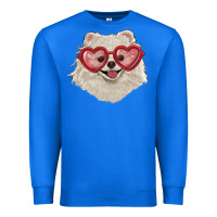 True Royal white pomeranian with love glasses Premium Sweatshirt - RanaPortraitStore