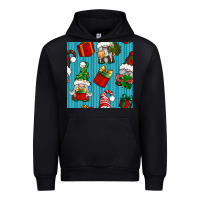 Black christmas gnomes and gift box seamless pattern Urban Hoodie - BundleAndBundleShop