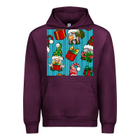 Mauve Wine christmas gnomes and gift box seamless pattern Urban Hoodie - BundleAndBundleShop