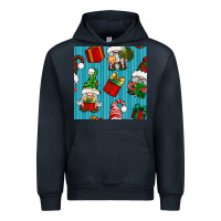Navy christmas gnomes and gift box seamless pattern Urban Hoodie - BundleAndBundleShop