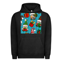 Pigment Black christmas gnomes and gift box seamless pattern Urban Hoodie - BundleAndBundleShop
