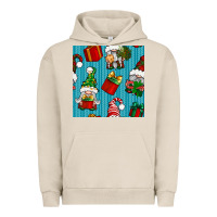 Pigment French Oak christmas gnomes and gift box seamless pattern Urban Hoodie - BundleAndBundleShop