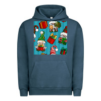 Pigment Midnight Navy christmas gnomes and gift box seamless pattern Urban Hoodie - BundleAndBundleShop