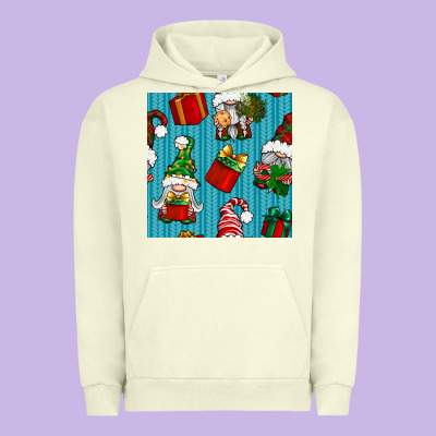 Christmas Gnomes And Gift Box Seamless Pattern Urban Hoodie Designed By Bundleandbundleshop