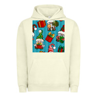 Pigment Pistachio christmas gnomes and gift box seamless pattern Urban Hoodie - BundleAndBundleShop