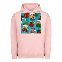 Pigment Salmon christmas gnomes and gift box seamless pattern Urban Hoodie - BundleAndBundleShop