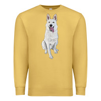 Antique Gold Hand Drawing White Shepherd Premium Sweatshirt - RanaPortraitStore