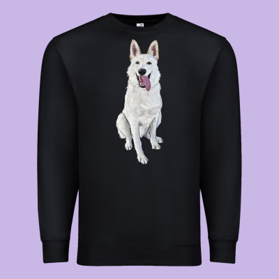 Premium Sweatshirt Hand Drawing White Shepherd
