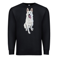 Black Hand Drawing White Shepherd Premium Sweatshirt - RanaPortraitStore