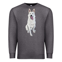 Charcoal Heather Hand Drawing White Shepherd Premium Sweatshirt - RanaPortraitStore