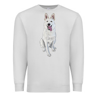 Dove Grey Hand Drawing White Shepherd Premium Sweatshirt - RanaPortraitStore