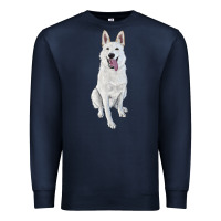 Navy Hand Drawing White Shepherd Premium Sweatshirt - RanaPortraitStore