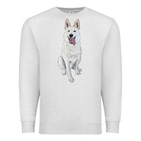 Oatmeal Heather Hand Drawing White Shepherd Premium Sweatshirt - RanaPortraitStore
