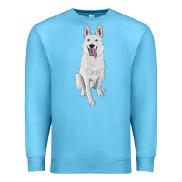 Ocean Blue Hand Drawing White Shepherd Premium Sweatshirt - RanaPortraitStore