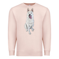 Pale Pink Hand Drawing White Shepherd Premium Sweatshirt - RanaPortraitStore